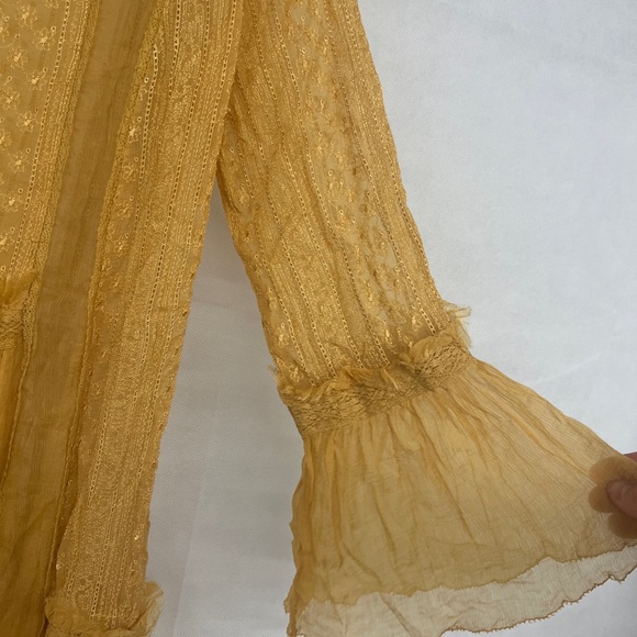 NEW Seen Worn Kept senji embroidered crochet tunic dress mustard yellow gold. - Picture 4 of 7